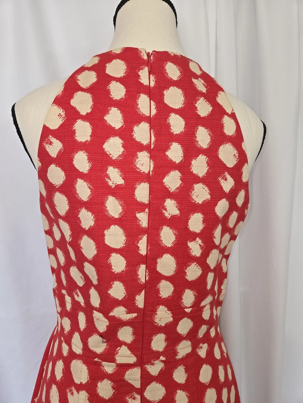 Eliza J Coral Paint Brush Dots Print Halter Neckline Lined  Midi Dress Size 6